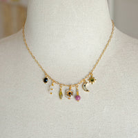 Dainty Flower Beaded Charm Necklace