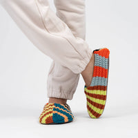 Patchwork Stripe Rib Slippers - Sport
