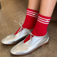 Embroidered Girlfriend Socks - Scarlet + Heart