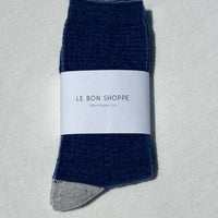 Wool Waffled Socks - Denim / Stone