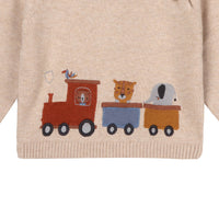 Animal Train Applique Sweater Knit Baby Pullover