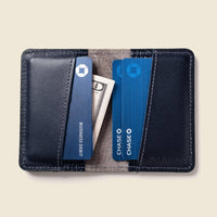 RFID Leather Bifold Wallet - Navy Woven