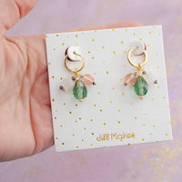Green & Pink Moonstone Earrings