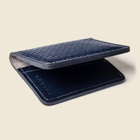 RFID Leather Bifold Wallet - Navy Woven