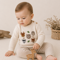 Woodland Animals Knit Baby Pullover