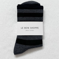 Wally Socks - Charcoal Stripe