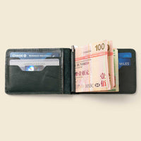RFID Leather Money Clip Wallet - Olive Green