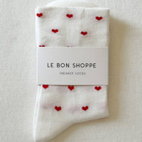 Sneaker Socks - Heart - White / Red