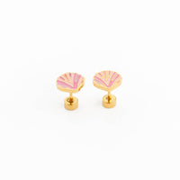Pip Pop Post Earrings - Pink Seashell Stud