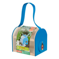 Blue and wooden critter case for butterflies and insects