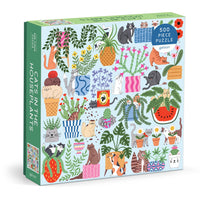 500 piece puzzle with cats and houseplants