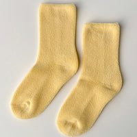 butter yellow fuzzy socks