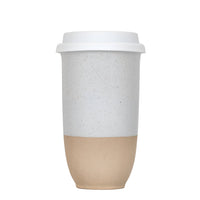 ceramic travel mug with a silicone lid and sleeve 16 oz