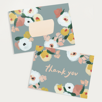 Floral flat note card with 'thank you' text