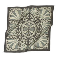 grey and cream cotton bandana with leaf pattern