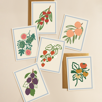 Set of greeting cards with fruit illustrations by our heiday
