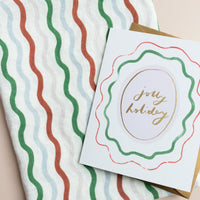 Linen Tea Towel - Holiday Ribbon