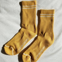 boyfriend socks in the color butter