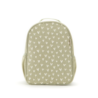Sage backpack with little white hearts