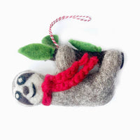sloth felt wool ornament