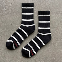 Black and white striped socks