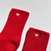 Embroidered Cloud Socks - Red + Heart