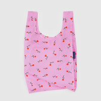 Pink reusable bag with floral pattern baby baggu