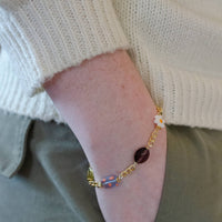 Gold Chain Flower Charm Bracelet