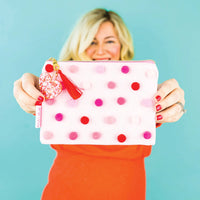 Red + Pink Pom Pom Pouch