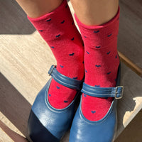 Sneaker Socks - Heart - Tomato / Navy