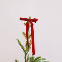 Velvet Double Bow Barrette - Red