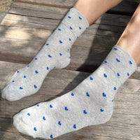 Sneaker Socks - Heart - Melange Grey / Cobalt