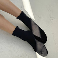 Ruffled Hugger Socks - Black