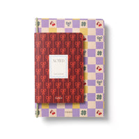notebook set a5 and a6 white lined paper with two patterns, checkered and bows