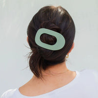 flat claw clip sage color with circle cut out