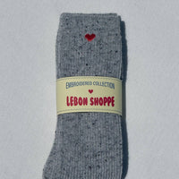 Embroidered Snow Socks - Cookies and Cream