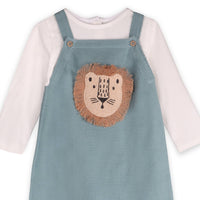 Lion Applique Sweater Knit Baby Overall Set