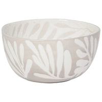 beige porcelain medium bowl with white leaves