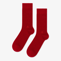 Cashmere Rib Men's Crew Socks - Tomato
