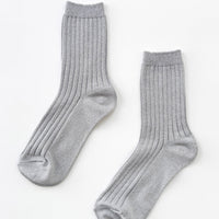 le bon her socks in silver
