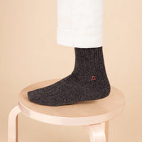 Cashmere Rib Men's Crew Socks - Charcoal