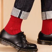 Cashmere Rib Men's Crew Socks - Tomato