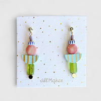 Colorful beaded moon shaped earrings