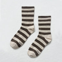 brown and cream striped socks