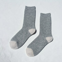 wool two toned socks grey and cream