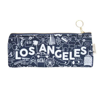 denim and natural los angeles themed pencil pouch