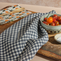 Gingham Navy - Linen Tea Towel
