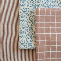 Linen Tea Towel - Loose Grid Mocha