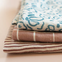 Linen Tea Towel - Loose Grid Mocha