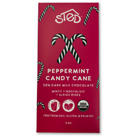 peppermint candy cane 50% dark milk chocolate bar